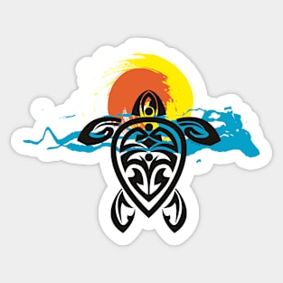 Tribal Turtle Sunset 2 Sticker